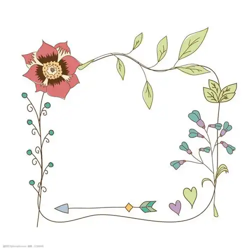 简约卡通叶子手绘边框图片-图行天下图库