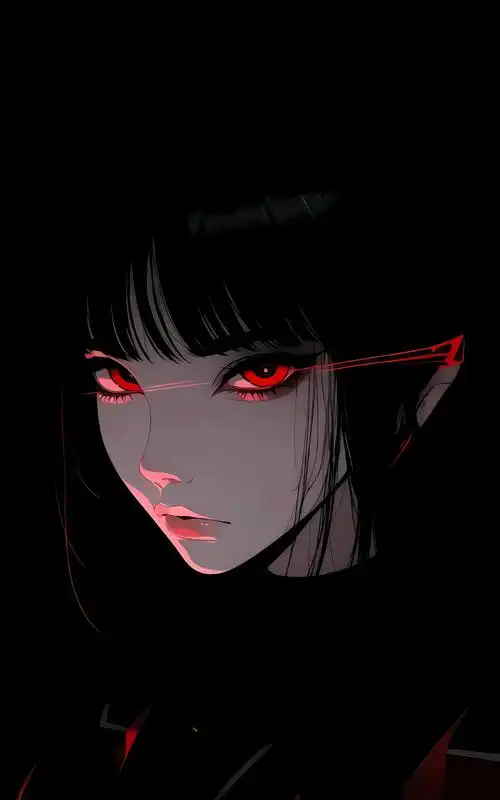 红眼睛高冷动漫女生4k手机壁纸高清全面屏