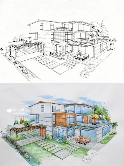 建筑马克笔手绘效果图