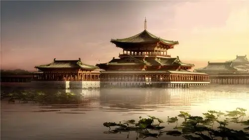 古风场景宫廷皇宫皇室游戏cg插画漫画中国风元素美术绘画教程素材