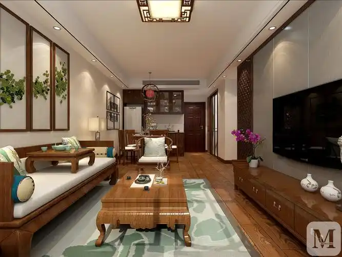 0万126㎡中式三房装修103平 现代中式设计-红星美凯龙家装效果图