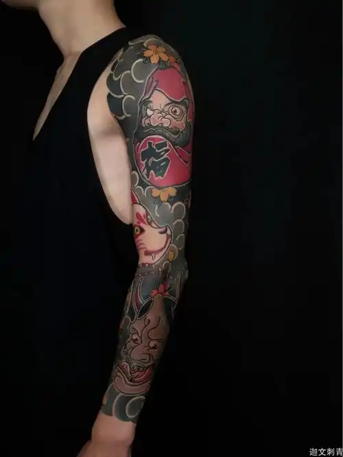 日式纹身花臂老传统纹身
