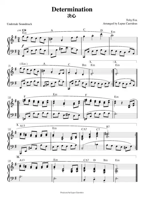 【undertale】determination - 决心钢琴谱-lupus caeruleus-虫虫钢琴