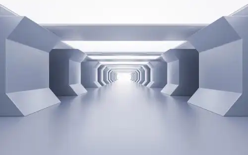 白色科技感隧道3d渲染