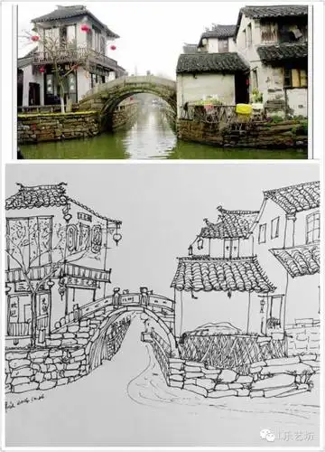 线描江南水乡别样风情
