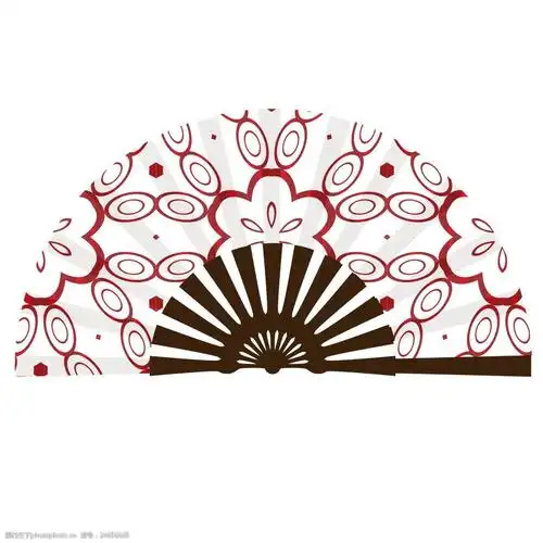 矢量图红花几何图形扇子扇面设计效果图展示图片-图行天下图库