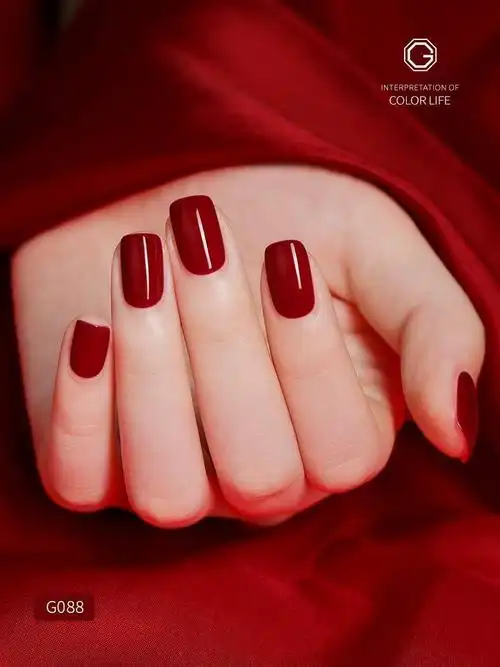 2020流行色酒红色车厘光疗指甲油美甲指甲彩妆