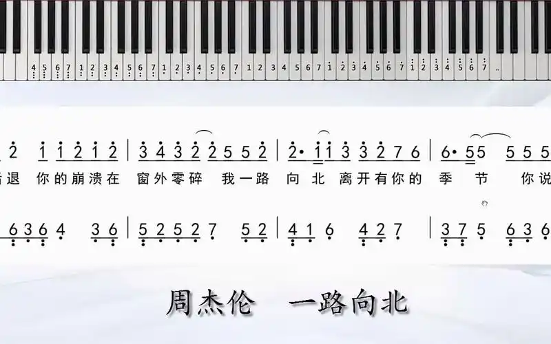 周杰伦 一路向北 钢琴双手简谱 独奏谱