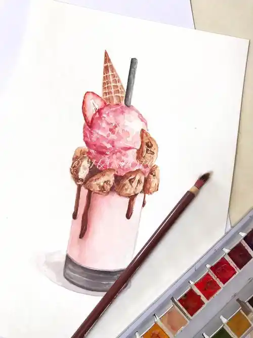 水彩画甜品水彩画甜品简单