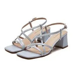 红蜻蜓女士凉鞋_red dragonfly 红蜻蜓 夏季凉鞋女时尚方头高跟女凉鞋