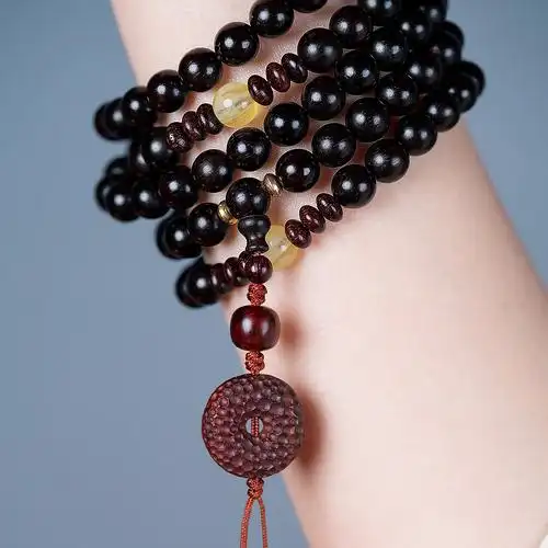 女款男女创意手链佛珠108颗8mm平安扣金星老料佛珠