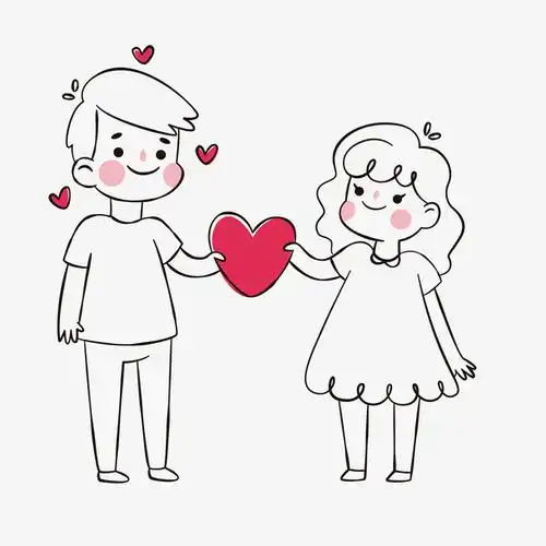 情侣连着爱心素材图案