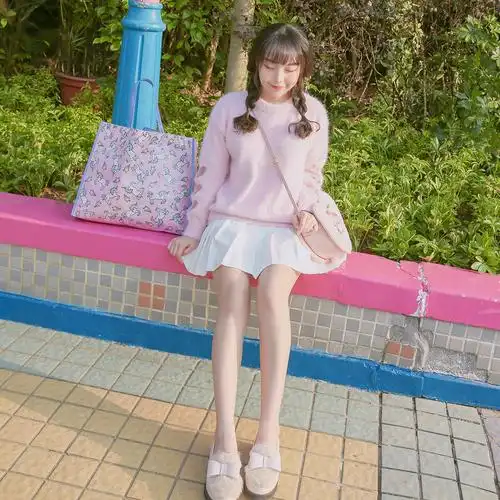 宋黛conybabe 纯色日系甜美学院风高腰白色百褶裙 学生半身裙少女