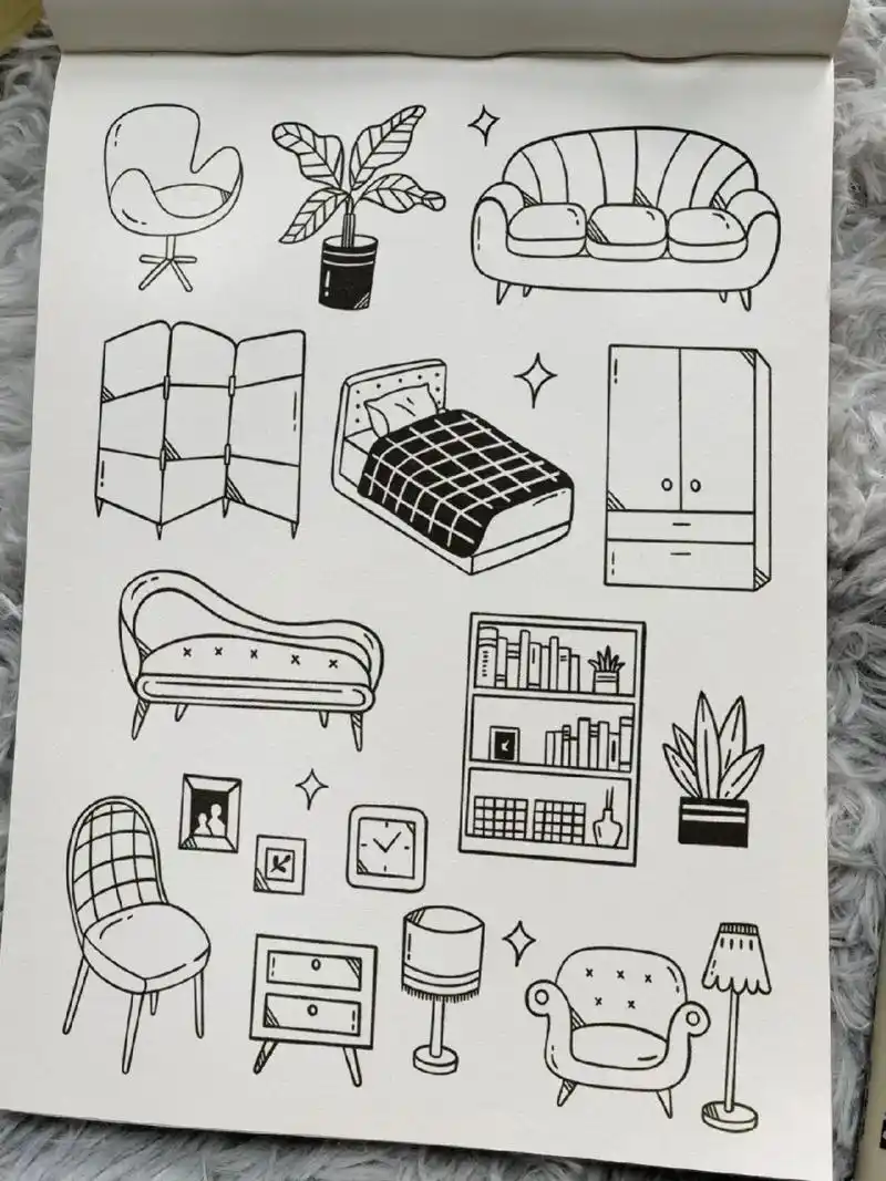 家具主题手帐素材 第三弹|简笔画|58/100