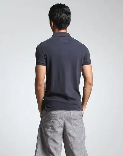 [ 七匹狼 ] 深灰蓝色休闲百搭短袖polo衫