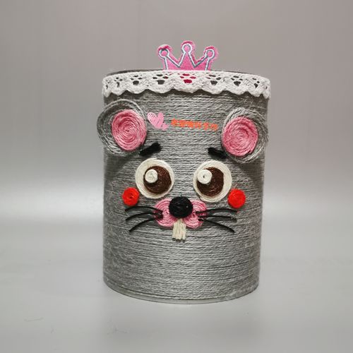 麻绳瓶子奶粉diy手工废物利用装饰幼儿园环保手工创意粘贴类