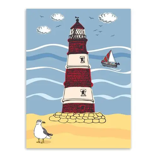 轻艺术 创意插画 夏日 海滩 海报画芯 现代 地中海 简约 小清新 客厅