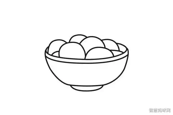 芝麻馅汤圆简笔画