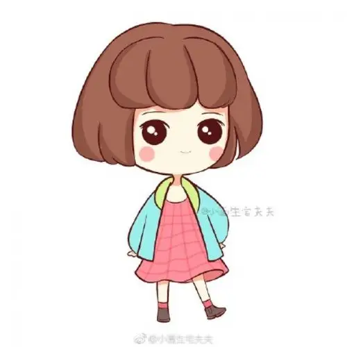 q版蘑菇头小女生简笔画教程图片彩色可爱的小女生q版简笔画画法