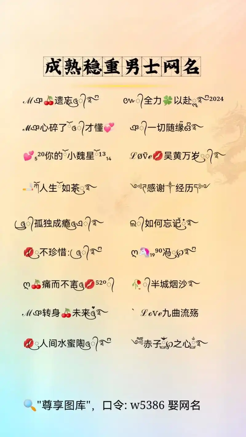 成熟稳重男士网名.