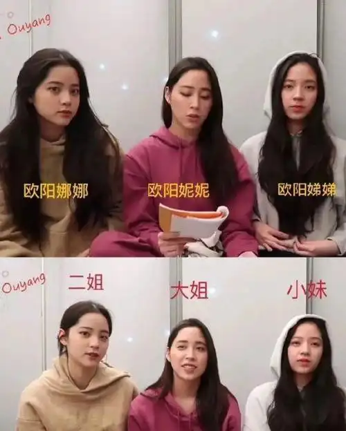 除了她们两人,家中还有一位大姐名叫欧阳妮妮,她也同样活跃在娱乐圈