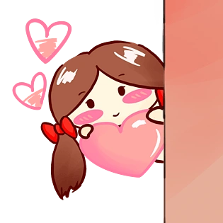 女孩 粉色 探头爱心 png