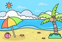 海滩简笔画