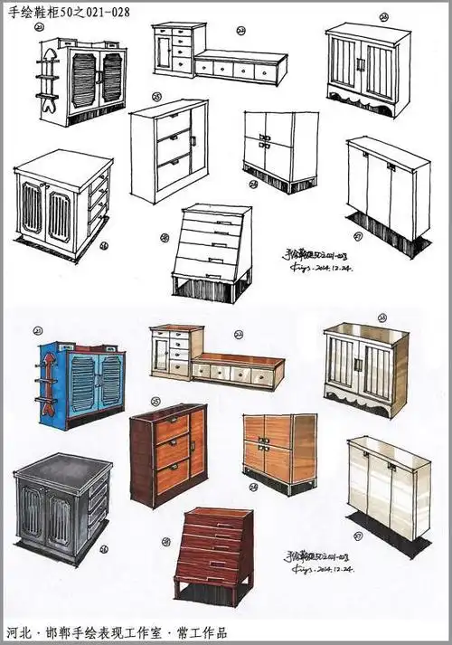【原创】手绘鞋柜50例 - 邯郸手绘表现培训室 - 河北·邯郸手绘表现