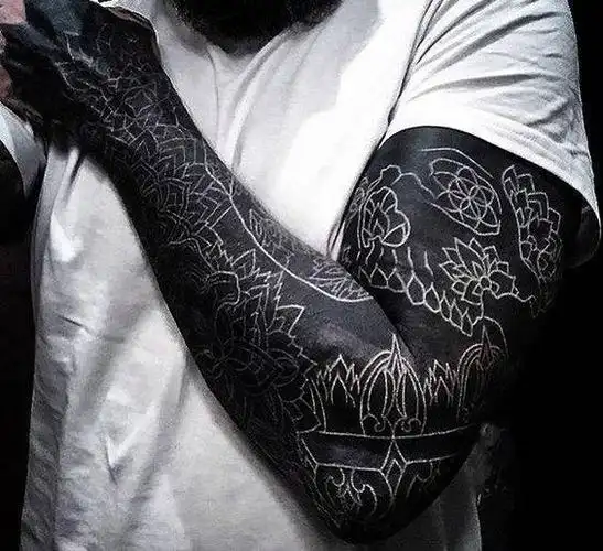 纯黑图腾手臂纹身花臂纹身图案