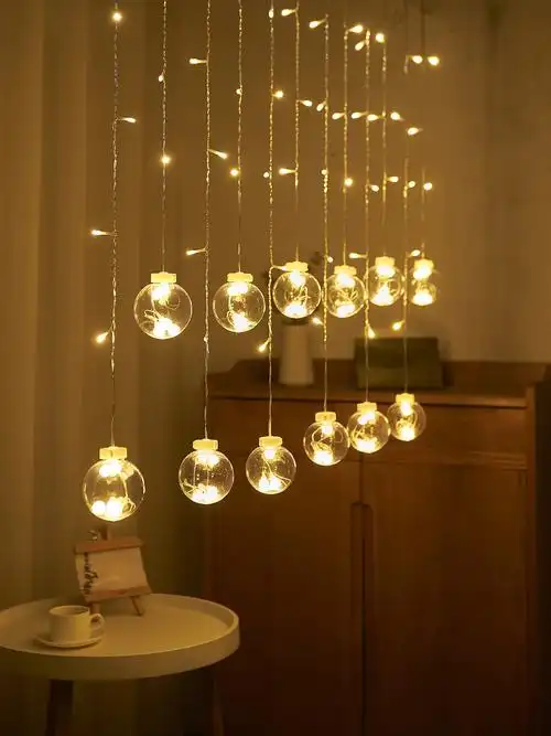 led小彩灯闪灯串灯满天星窗帘小夜灯许愿球卧室房间阳台装饰布