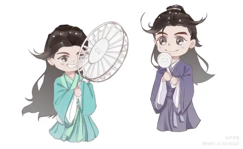 风扇都要比一比_山河令同人浪浪钉温周剧版温客行·剧版周子舒平涂q版