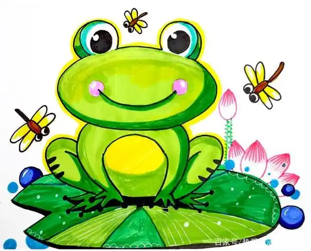 并用遮挡的方法画出青蛙所在的荷叶,以及周围池塘里的景色