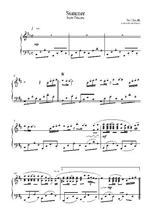 求久石让《summer》的小提琴五线谱~!
