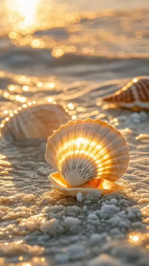 壁纸:阳光海边贝壳