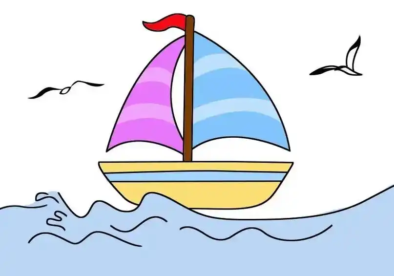 少儿手绘简笔画|帆船.#简笔画#儿童简笔画#手绘 - 抖音