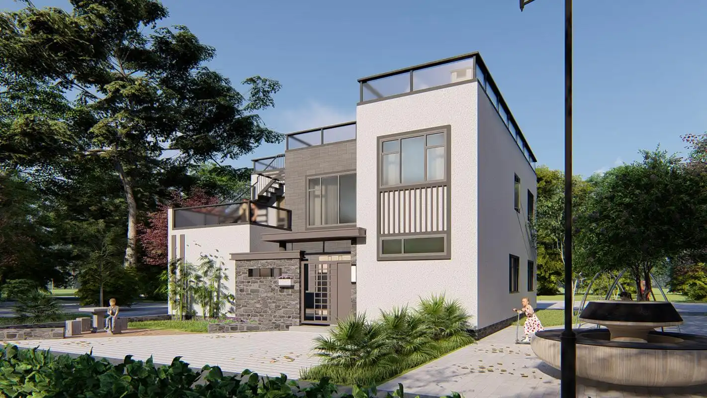 农村自建别墅丨13*13m的现代二层别墅,你理想中的住宅来了