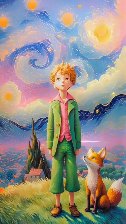 治愈系 高级感 画画 治愈系动画 卡通动漫 小王子在星空下