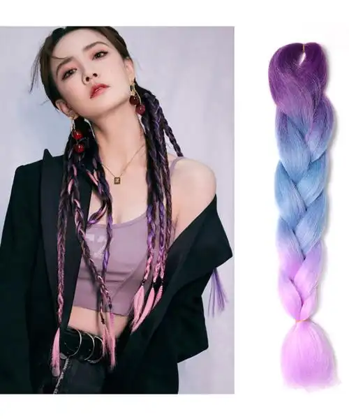 周扬青同款彩色渐变脏辫编发神器假发头绳儿童脏脏辫女麻花辫头饰 黑