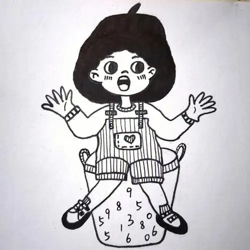 儿童人物黑白线描画临摹简笔画二