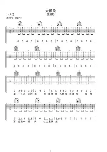 大风吹 吉他谱