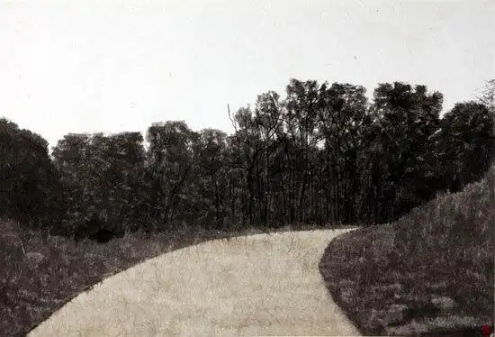 杜大恺水墨作品《山路弯弯》,2010
