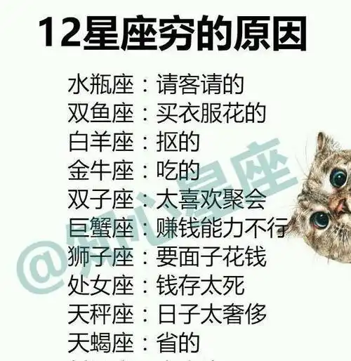 十二星座穷的原因?十二星座的幸运日