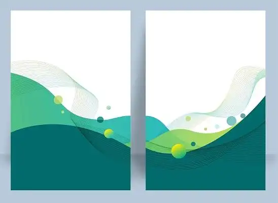 绿色简约线条曲线流体几何封面展板背景