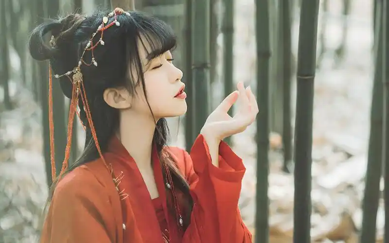 古风汉服绝色美女竹林写真图片桌面壁纸