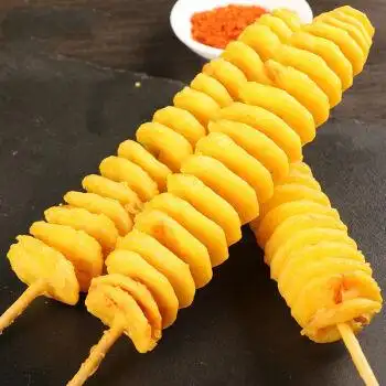 旋转魔幻薯塔黄金薯塔串土豆薯块油炸串串冷冻半成品商用食材10串