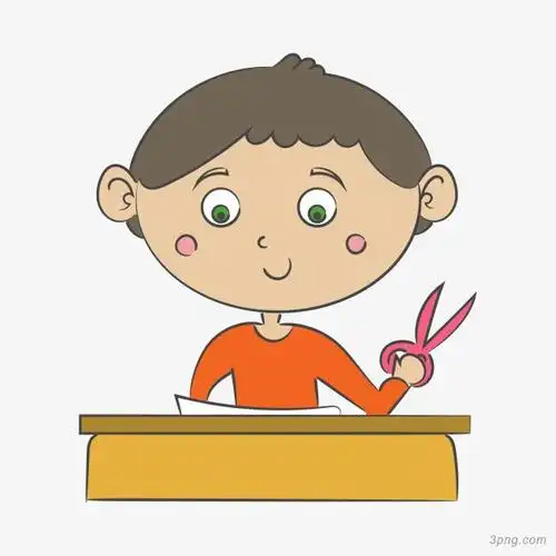 手执剪刀的卡通男孩