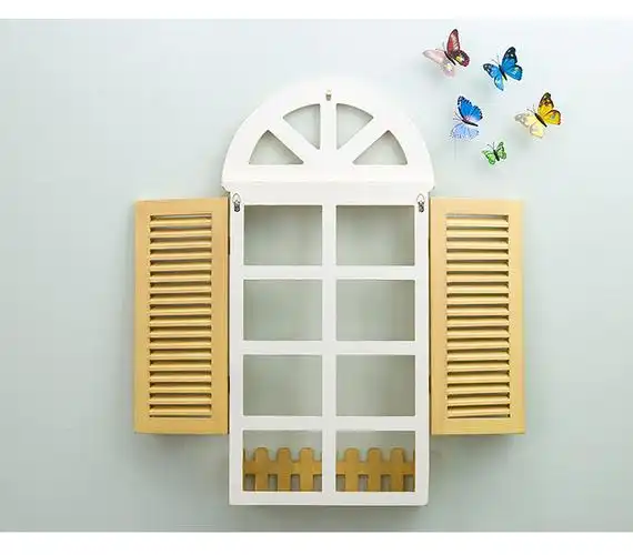 假窗户壁挂 欧式假窗户装饰仿真地中海风格百叶窗木质窗户餐厅墙面