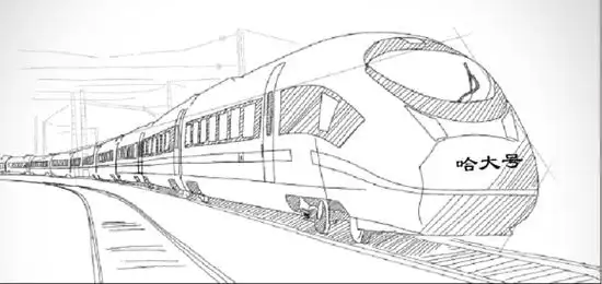 高铁简笔画素描大图