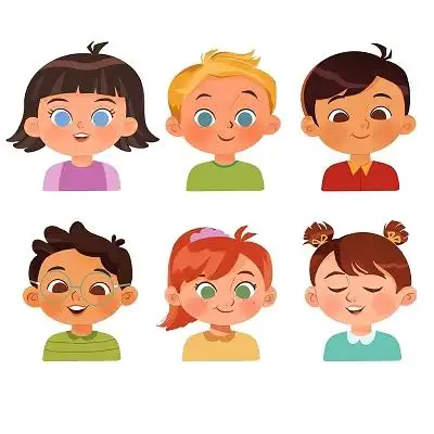 可爱的小朋友们有着不同颜色的肤色和眼睛小孩儿童