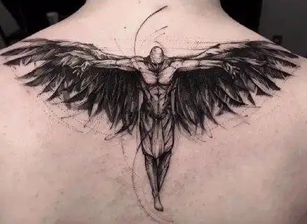 背部前胸适合的双翅膀纹身作品图案27